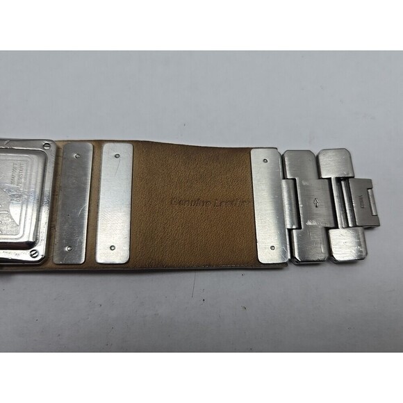 Fender Guitar Leather Cuff Bracelet Watch Rectangle Japan Quartz New Battery